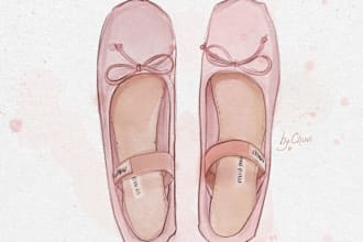 do fashion drawing of shoes, bags or perfume and etc