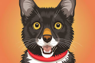 draw cat dog or your pet into vector portrait design