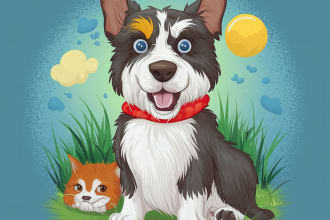 draw custom cartoon pet portraits of dogs cats or any pets