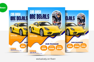 do eye catching car wash, servicing or auto detailing flyer