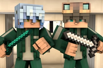 design minecraft youtube thumbnails with 3d rendered characters