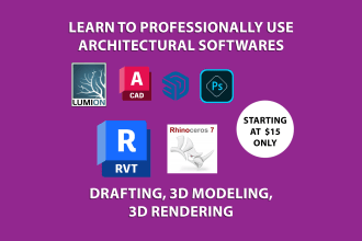 teach you and help learn rhino, revit, lumion, sketchup