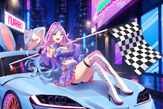 draw anime art character illustration for oc, fanart, pfp, vtuber