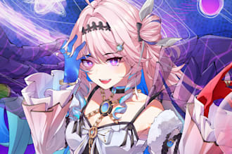 draw anime art character illustration for oc, fanart, pfp, vtuber