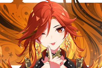 draw anime art illustration, character design, fanart, pfp, and vtuber