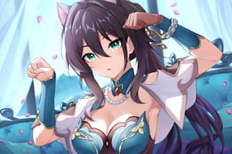 draw anime art illustration, character design, fanart, and vtuber