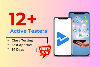 provide 12 active testers for google play closed test for 14 days
