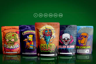do unique pouch design, mylar bag, and food packaging design