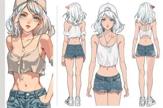 draw a professional anime character sheet for you