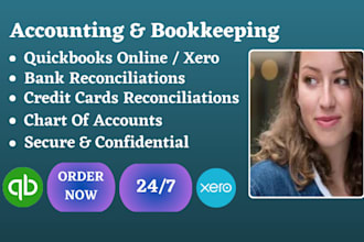 do accounting and bookkeeping in quickbooks online, xero, excel, vat, tax return