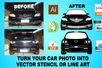 illustrate stencil or line art any vehicles of your choice