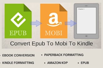 convert pdf to epub, mobi, kdp paperback, ebook conversion, ebook formatting