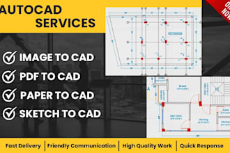 be best create unique 2d floor plan in redraw or image to cad service expert