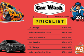 car and truck detailing flyer, auto wash menu, price list