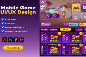 design creative game graphics, art and game UI UX