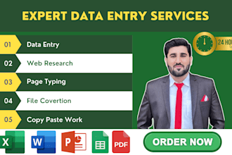 do any type of data entry work,web research, page typing and retyping