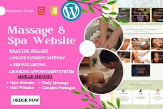 design med spa and massage booking appointment website