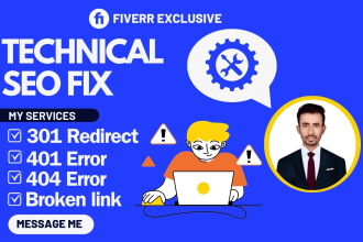 do fix 301 redirect, 401 error, 404 error, broken link technical seo