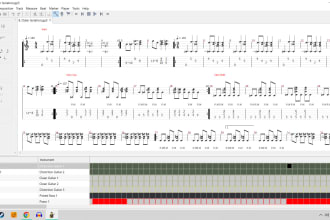 transcribe metal and rock songs with a focus on guitar