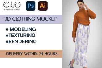 make 3d clothing mockups for woman man child in clo3d