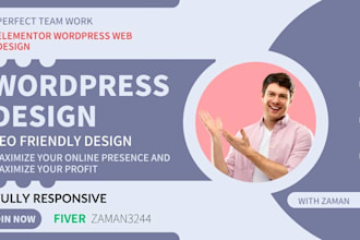 design wordpress website with elementor and design woocomerce wordpress website
