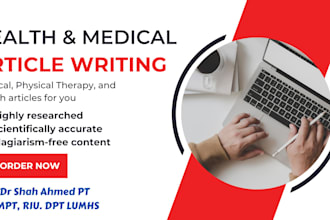 write medical, physical therapy and health articles