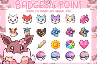 create cute twitch or discord sub badges or channel point