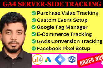 setup google analytics 4, ga4, meta pixel, and ecommerce tracking by GTM