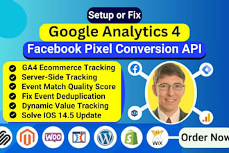 setup or fix facebook pixel conversion API, ecommerce tracking shopify