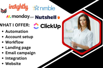 insightly,monday crm, nutshell, click up, freshsales, nimble crm, jira 17hats