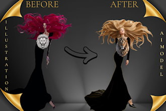 create sketch to dress fashion ai models realistic upto 8k
