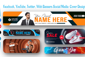 create professional youtube, facebook, linkedin banner, cover and header