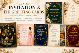 design premium invitation and eid greeting cards