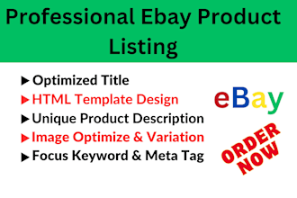 do ebay product listing with SEO title, tag and ebay description