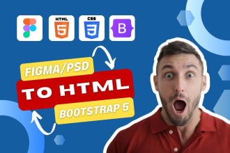 convert figma, psd and xd to html css responsive bootstrap 5