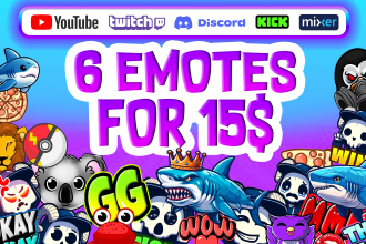 create sticker emotes emojis for twitch , youtube , discord and kick channel