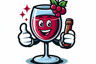 do glass red wine making mascot logo design