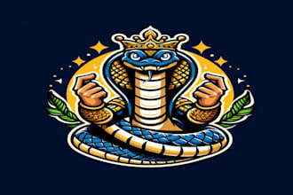 do king, cobra, snake, mascot logo design