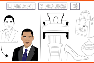 do professional vector line art illustration and outline drawing