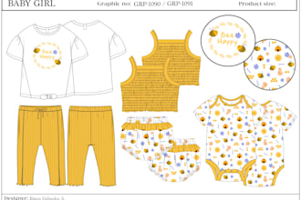 create professional fashion technical sketch for baby kids