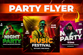 design concert, sports, nightclub or music and party flyer