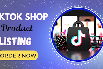 setup tiktok shop, product listing, product research and optimization