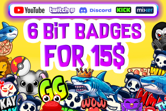 design bit badges , sub badges , bit emojis and emotes for twitch