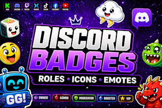 design awesome discord subscriber sub badges, youtube emotes, and discord emojis