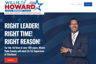 political campaign website or election website with donation