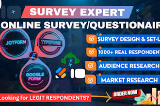 get 1000 respondents for online survey using google forms, jotform, or typeform