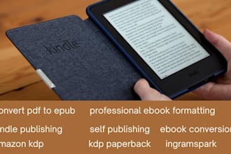 convert pdf to epub, do professional ebook formatting, kindle publishing