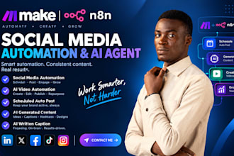 make social media automation n8n social media ai automation make com automation