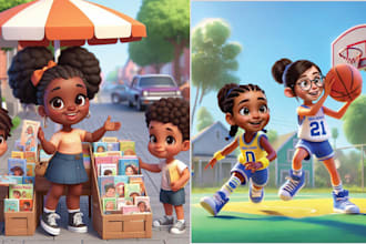 draw children book illustration and storybook cover
