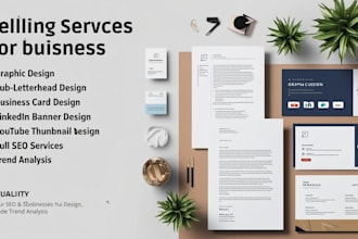 design business cards, letterhead, and social media graphics